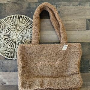 PINK Victoria Secret NWT Fuzzy Brown Tote